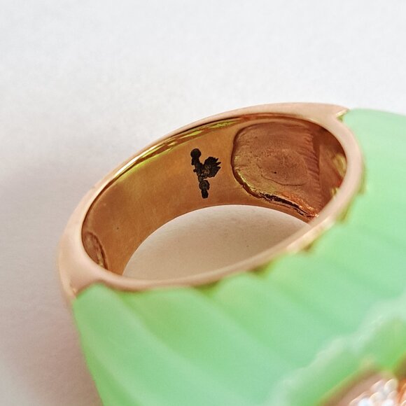 Angelique De Paris Green Resin Rectangular Ring Size 7 - Picture 8 of 16